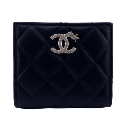 CHANEL Bifold Wallet lambskin black lambskin
