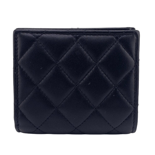 CHANEL Bifold Wallet lambskin black lambskin