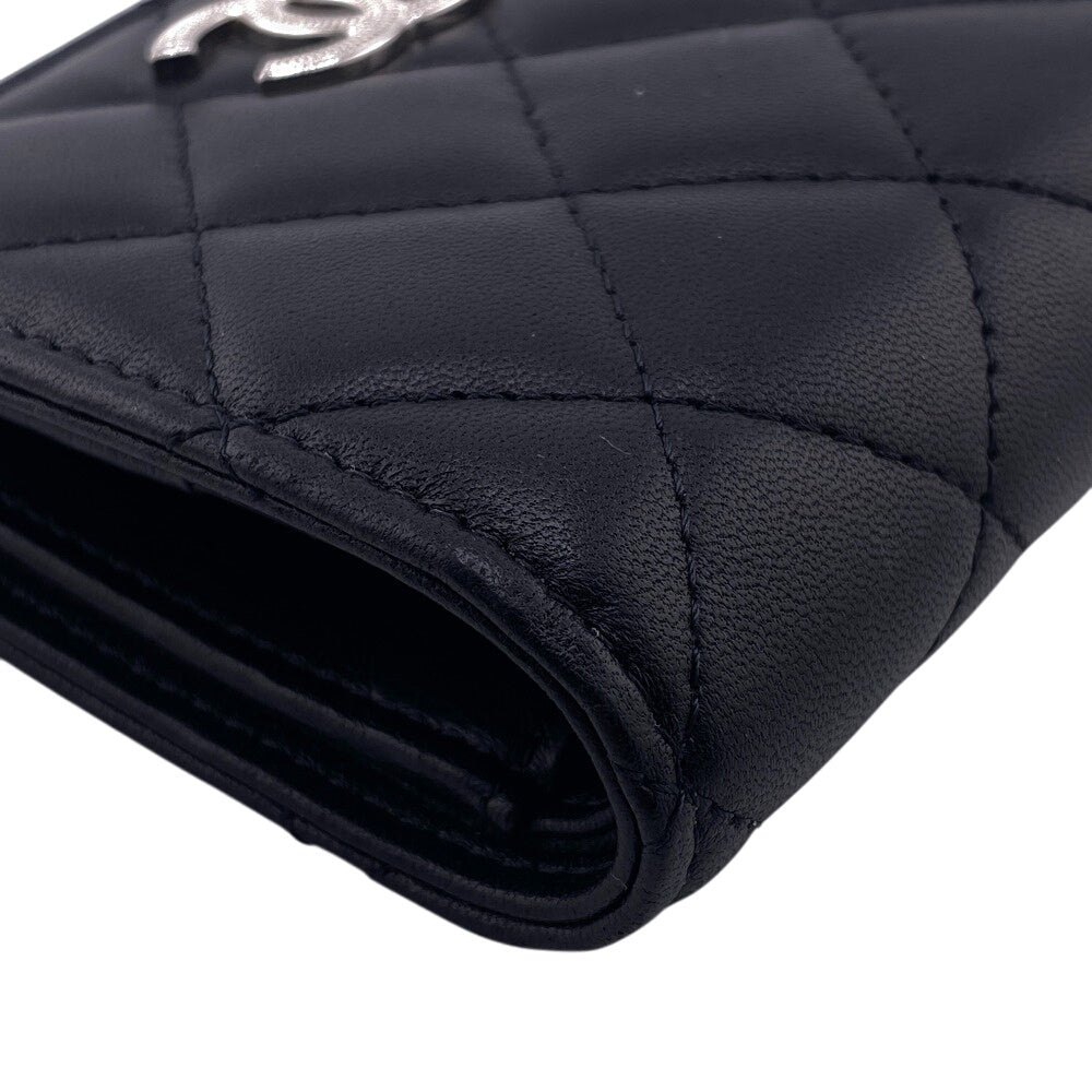 CHANEL Bifold Wallet lambskin black lambskin