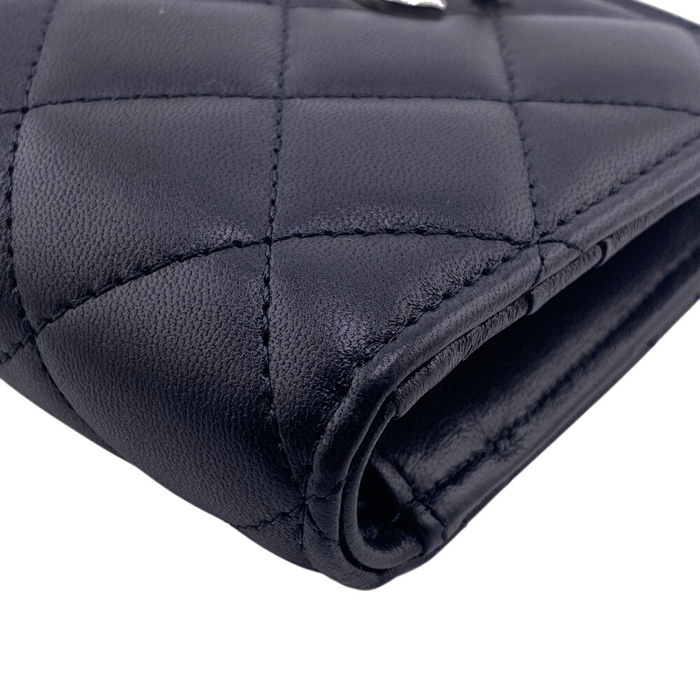 CHANEL Bifold Wallet lambskin black lambskin