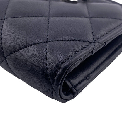 CHANEL Bifold Wallet lambskin black lambskin