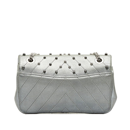 Chanel CC Chevron Studded Leather Flap Bag Leather Shoulder Bag in Good condition