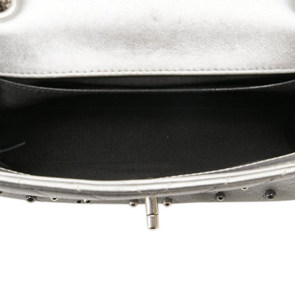 Chanel CC Chevron Studded Leather Flap Bag Leather Shoulder Bag in Good condition