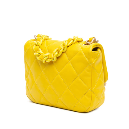 Yellow Chanel Mini Quilted Lambskin Candy Chain Crossbody Shoulder Bag
