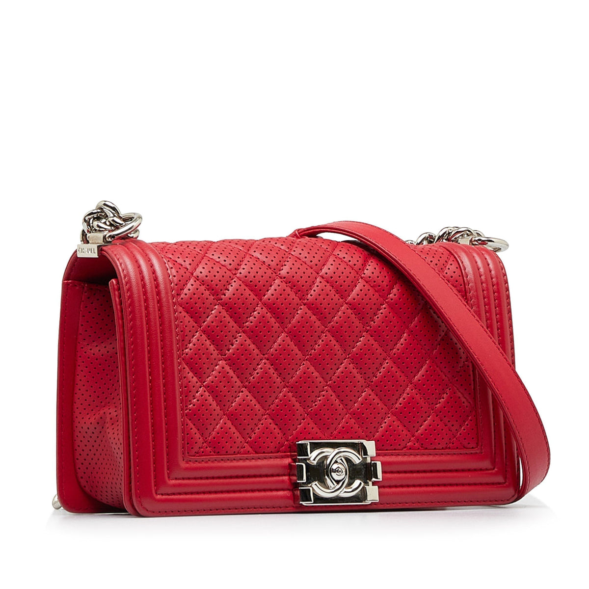 Chanel Medium Perforated Lambskin Boy Flap Shoulder Bag