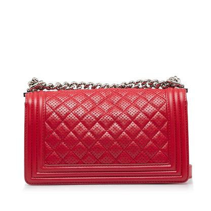 Chanel Medium Perforated Lambskin Boy Flap Shoulder Bag