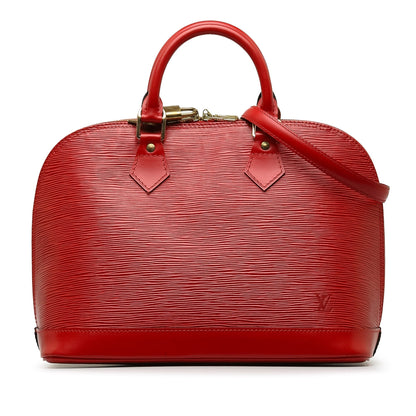 Red Louis Vuitton Epi Alma PM Handbag