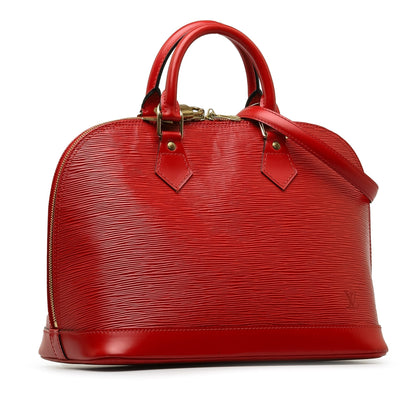 Red Louis Vuitton Epi Alma PM Handbag