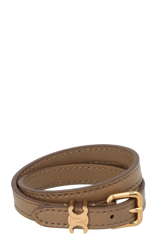 CELINE Triomphe Double Bracelet Olive Green