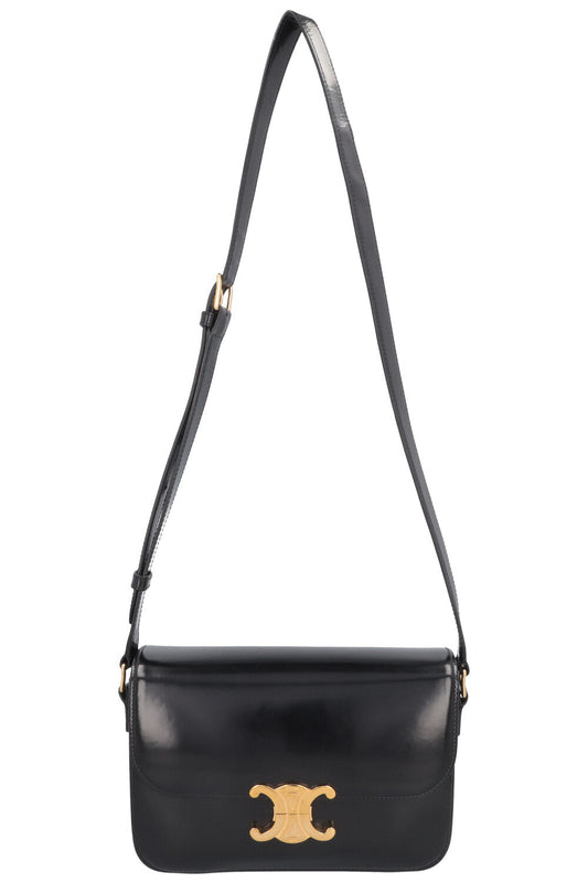 CELINE Classic Triomphe Crossbody Bag Leather Black