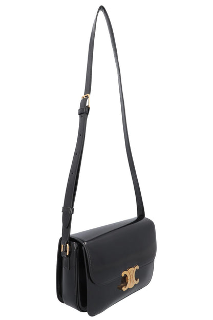 CELINE Classic Triomphe Crossbody Bag Leather Black