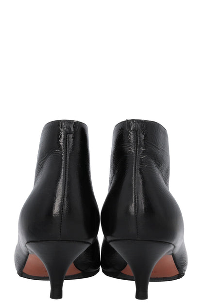 CÉLINE Kitten Heel Ankle Boots Black Patent
