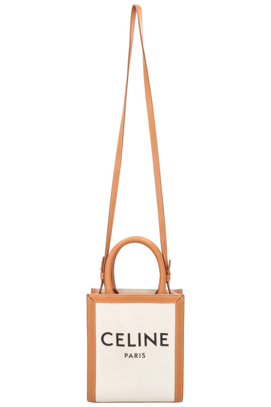 CELINE Logo Vertical Tote Bag Mini Canvas