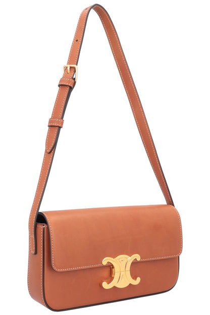 CELINE Claude Shoulder Bag Natural Leather Tan