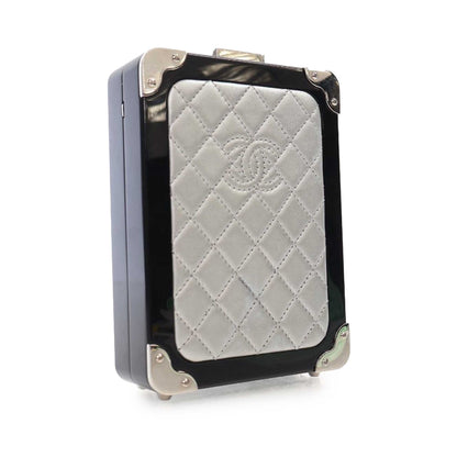 Silver Chanel Acrylic and Lambskin Evening In The Air CC Trolley Minaudiere Clutch on Chain Crossbody Bag