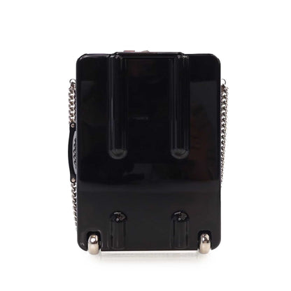 Silver Chanel Acrylic and Lambskin Evening In The Air CC Trolley Minaudiere Clutch on Chain Crossbody Bag