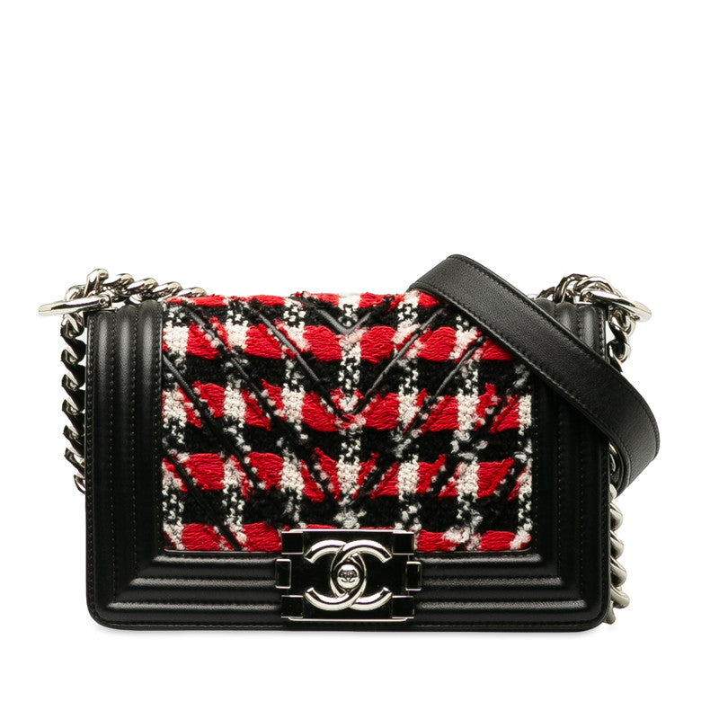 Tweed Chevron Boy Shoulder Bag - '10s