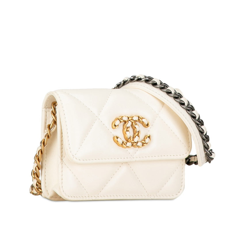 Chanel Chanel 19 Mini Chain Coin Purse Leather Shoulder Bag in Good condition