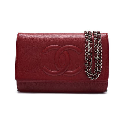 Chanel Coco Chain Wallet Caviar S Red (Silver G )  Wallet  French  Delivery] Acoustic Online
