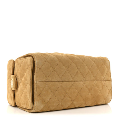 Suede Quilted Small Chanel 25 Handbag Beige