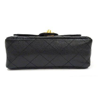 CHANEL Mini Matras A01115 Chain Shoulder Bag Caviar S Turnlock Black