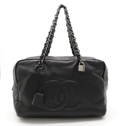 Chanel Luxury Line Coco Shoulder Bag Semi-Shoulder Mini Boston Bag Black Black Silver Gold A32919