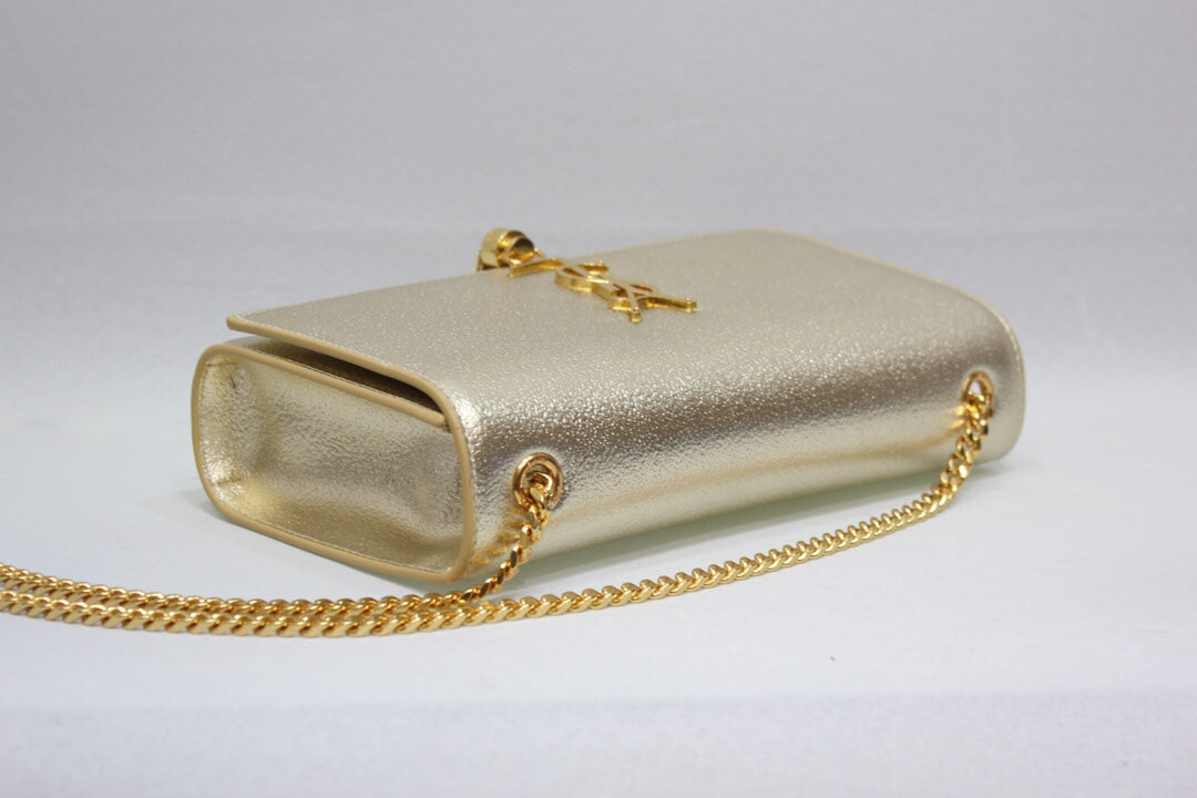 Yves Saint Laurent Kate Chain Wallet With Tassel Yellow Copper  10.2in/26cm