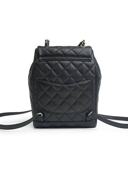 Backpack Grained Shiny Calfskin Gold Metal Black Chanel