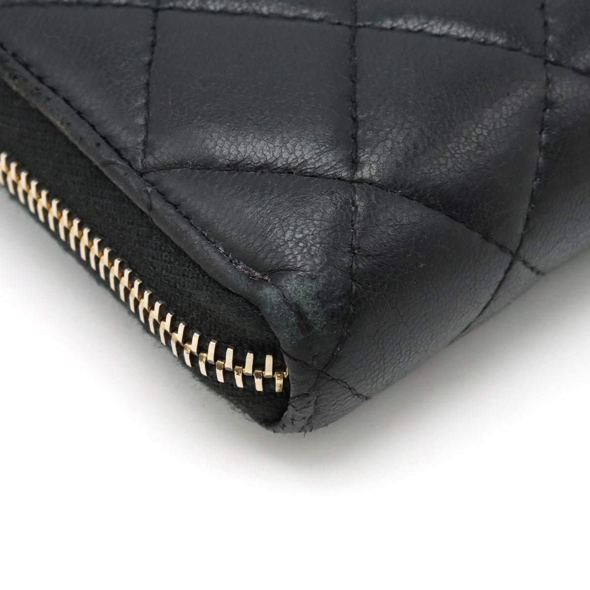 CHANEL MATRACE COCOMARK ROUNDFASNER Long Wallet Leather Black Black Gold  A50097