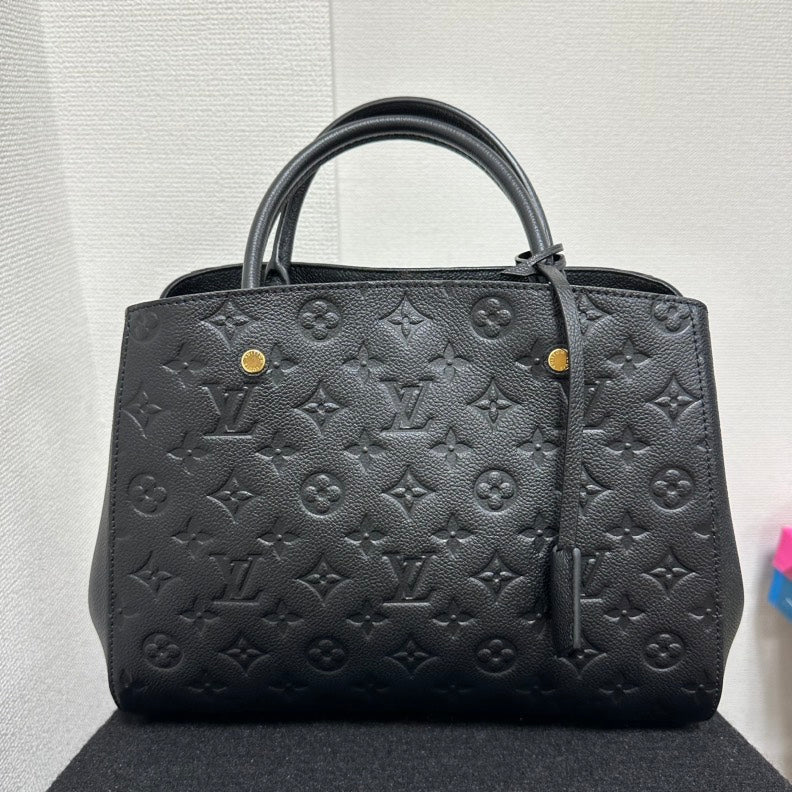 Louis Vuitton Monogram Empreinte Montaigne MM Bag,Black,Leather