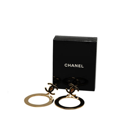 Chanel Vintage Oval Logo Earrings Gold