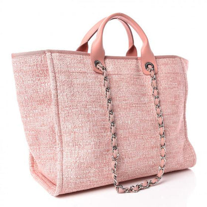 Chanel Deauville Fabric Tote Pink Fuchsia