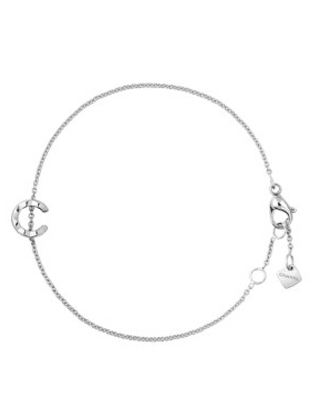 Coco Quilted Motif Chain Bracelet Silver Chanel