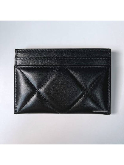 19 Logo Chain Quilted Lambskin Card Wallet Black Chanel