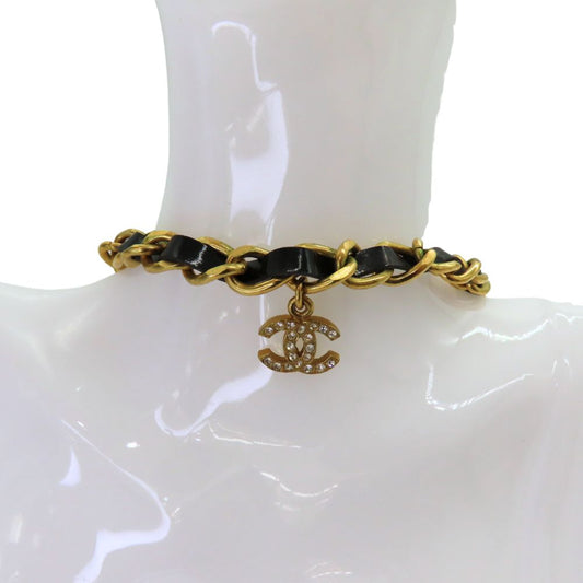 Chanel Enamel Leather Coco Mark Necklace Choker 96