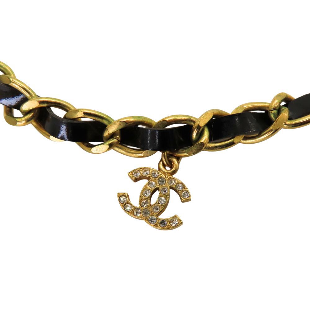 Chanel Enamel Leather Coco Mark Necklace Choker 96