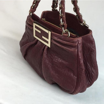 Fendi Shoulder Bag Multiple Hobo Mia Compartment Style Purple With Gold Suede And Leather Satchel
