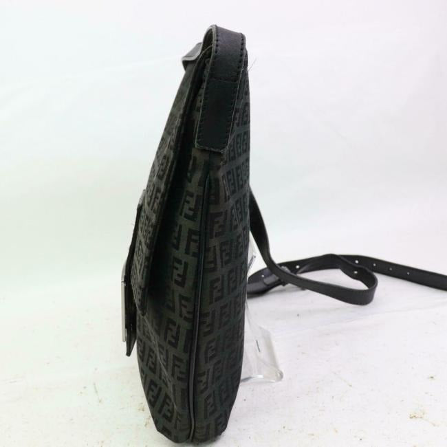 Fendi Shoulder Bag Crossbody Mamma Forever Black Zucchino Print Canvas And Leather Satchel