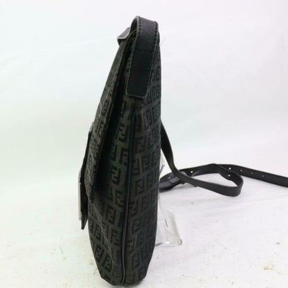 Fendi Shoulder Bag Crossbody Mamma Forever Black Zucchino Print Canvas And Leather Satchel