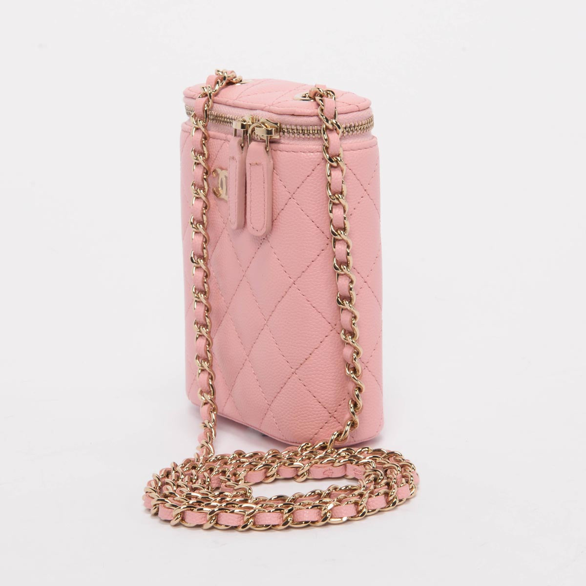 Chanel Pink Caviar Vertical Coco Beauty Vanity Case