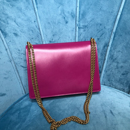 Yves Saint Laurent Cassandra Medium Chain Bag Dark Pink  8.7in/22cm