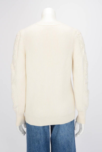Chanel Ecru Ribbed Cashmere Classic Cardigan FR 38
