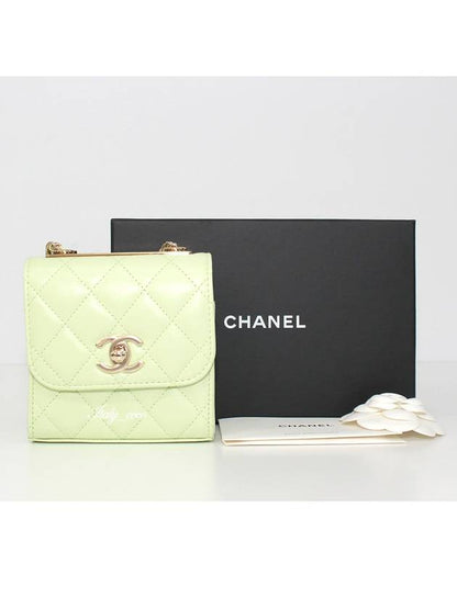 CC Logo Chain Mini Leather Cross Bag Melona Chanel