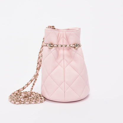 Chanel Light Pink Quilted Calfskin Nano CC Bucket Bag