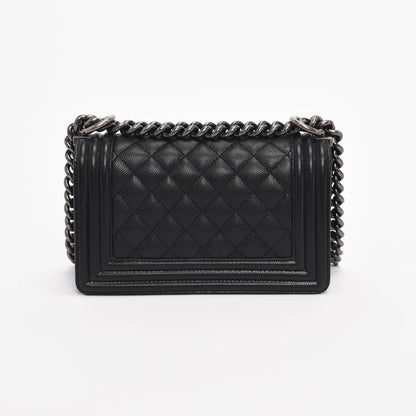 Chanel Black Quilted Caviar Small Boy Bag