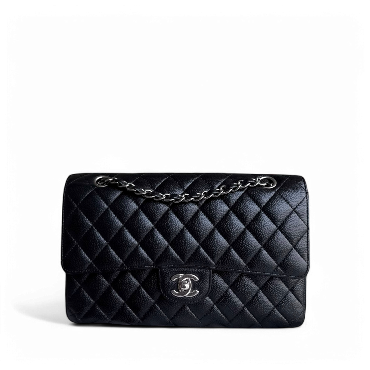 Chanel Classic Flap Medium - Caviar 25CM Quilted Black Silver Hardware Series 18