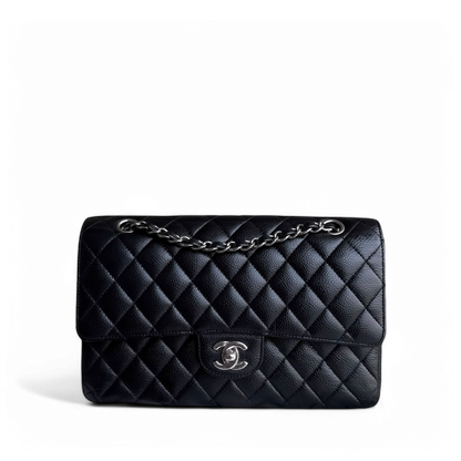 Chanel Classic Flap Medium - Caviar 25CM Quilted Black Silver Hardware Series 18