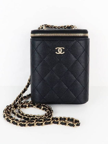 Classic Gold Hardware Small Grained Calfskin Cross Bag Black Chanel