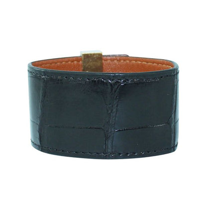 Celine Black Leather Wide Bracelet
