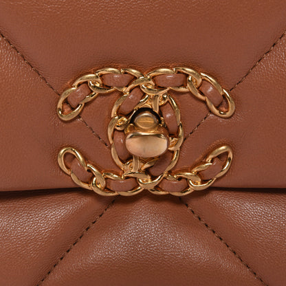 Chanel Tan Quilted Goatskin Large Chanel 19 Flap Bag